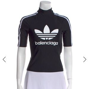 Balenciaga Black Short Sleeve Tee with White Accents